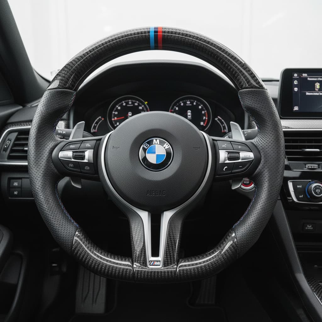 Carbon fiber steering wheel front view